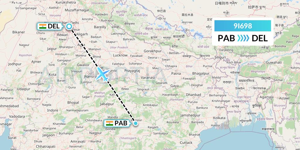 9I698 Air India Regional Flight Map: India to Delhi