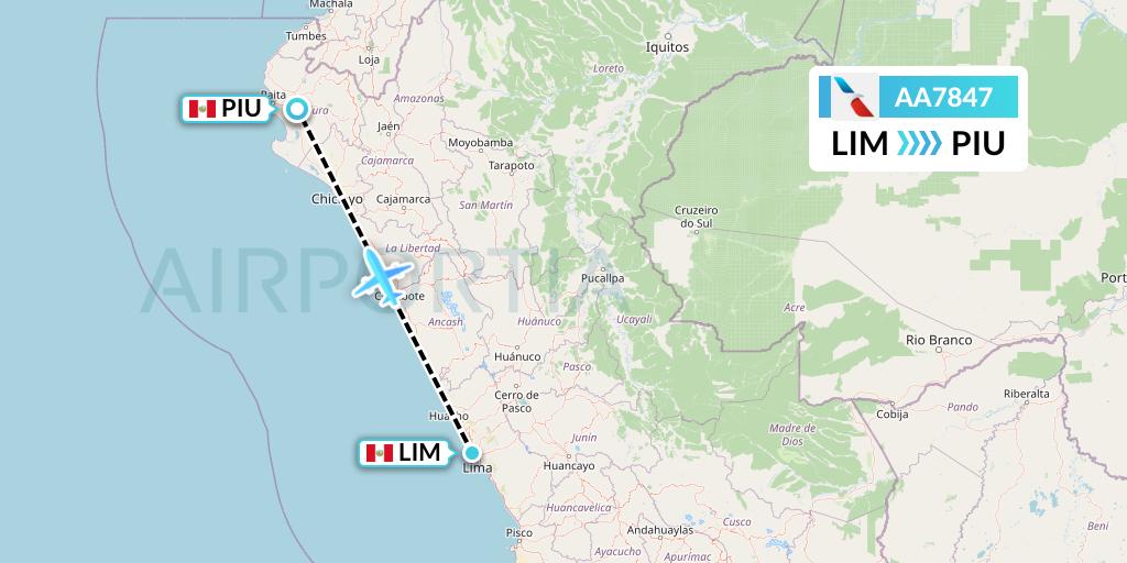 AA7847 American Airlines Flight Map: Lima to Piura