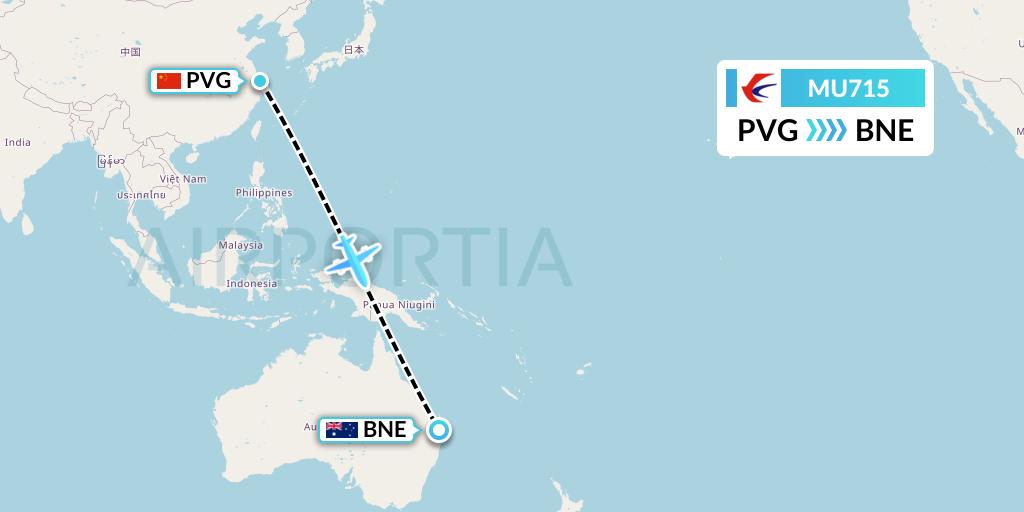 MU715 China Eastern Airlines Flight Map: Shanghai to Brisbane