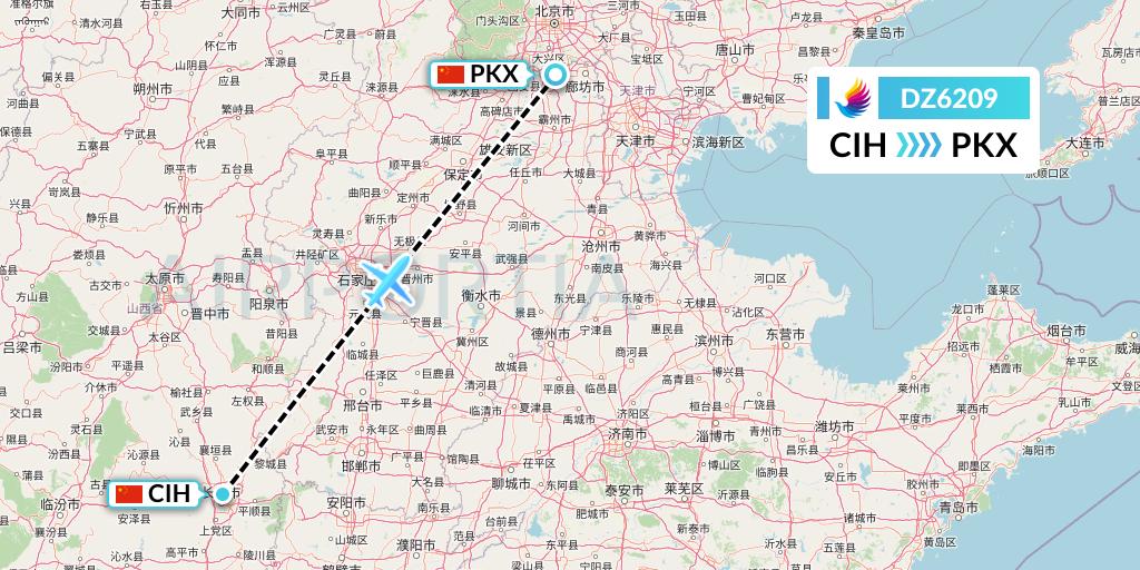 DZ6209 Donghai Airlines Flight Map: Changzhi to Beijing