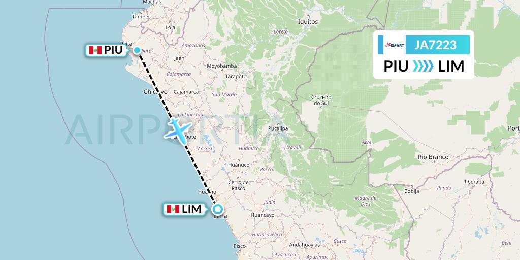 JA7223 JetSMART Flight Map: Piura to Lima
