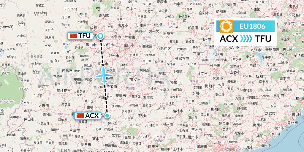 EU1806 Chengdu Airlines Flight Map: Xingyi to Chengdu