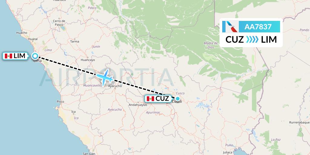 AA7837 American Airlines Flight Map: Cusco to Lima