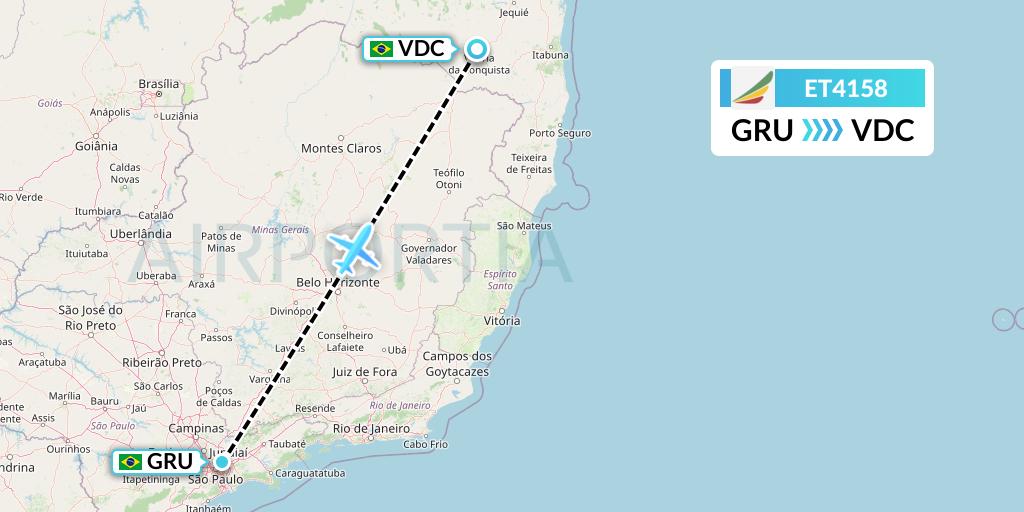 ET4158 Ethiopian Airlines Flight Map: Sao Paulo to Vitoria Da Conquista