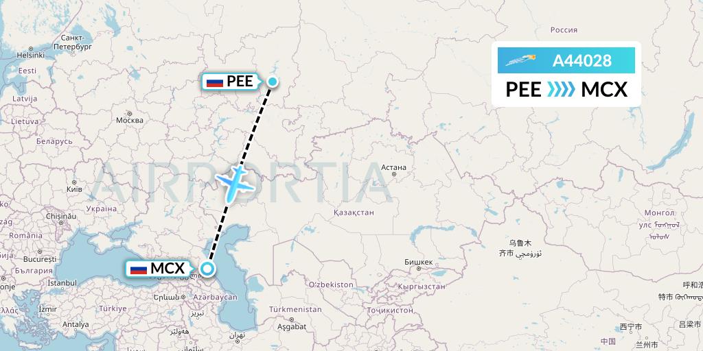 A44028 Azimuth Airlines Flight Map: Perm to Makhachkala