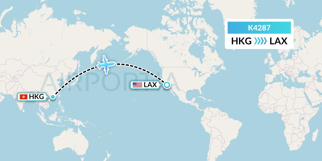 K4287 Kalitta Air Flight Map: Hong Kong to Los Angeles