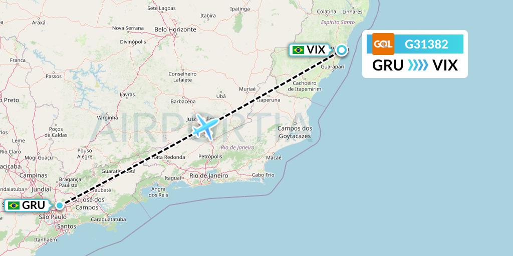 G31382 GOL Transportes Aeros Flight Map: Sao Paulo to Vitoria