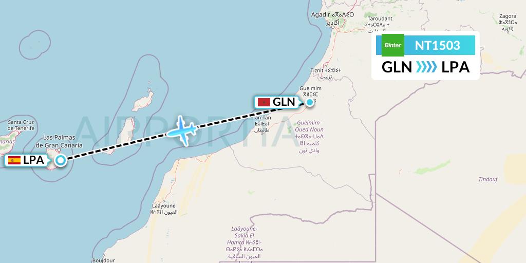 NT1503 Flight Status Binter Canarias: Guelmim to Las Palmas (IBB1503)