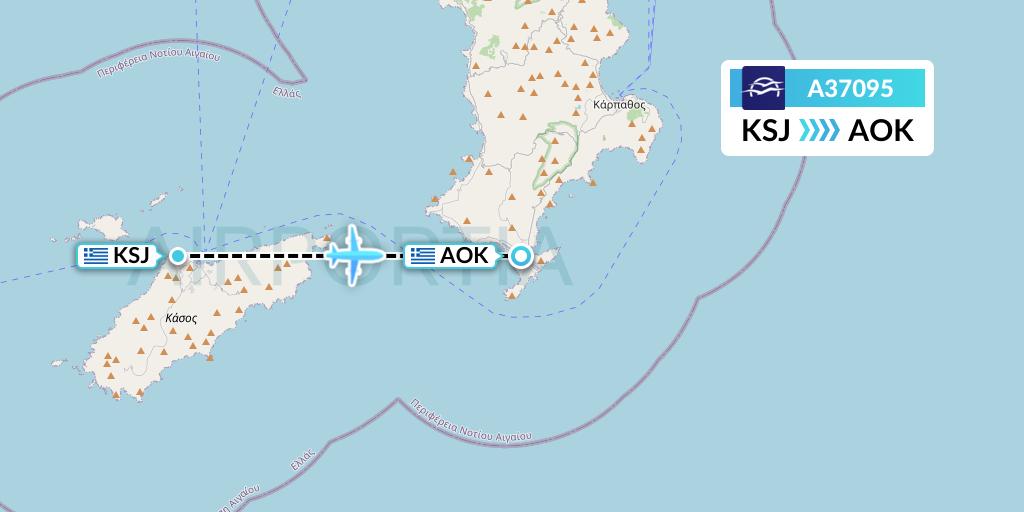 A37095 Aegean Airlines Flight Map: Kasos Island to Karpathos