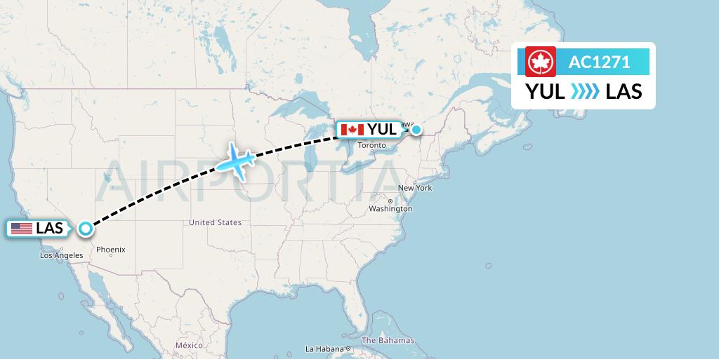 AC1271 Air Canada Flight Map: Montreal to Las Vegas