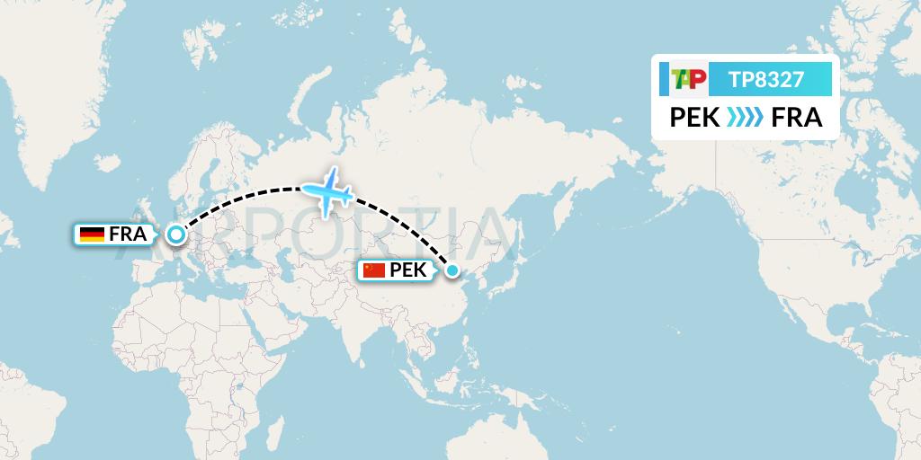 TP8327 TAP Portugal Flight Map: Beijing to Frankfurt