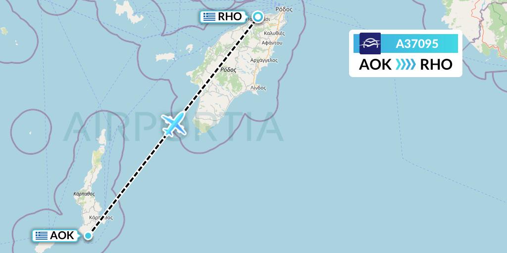 A37095 Aegean Airlines Flight Map: Karpathos to Rhodes