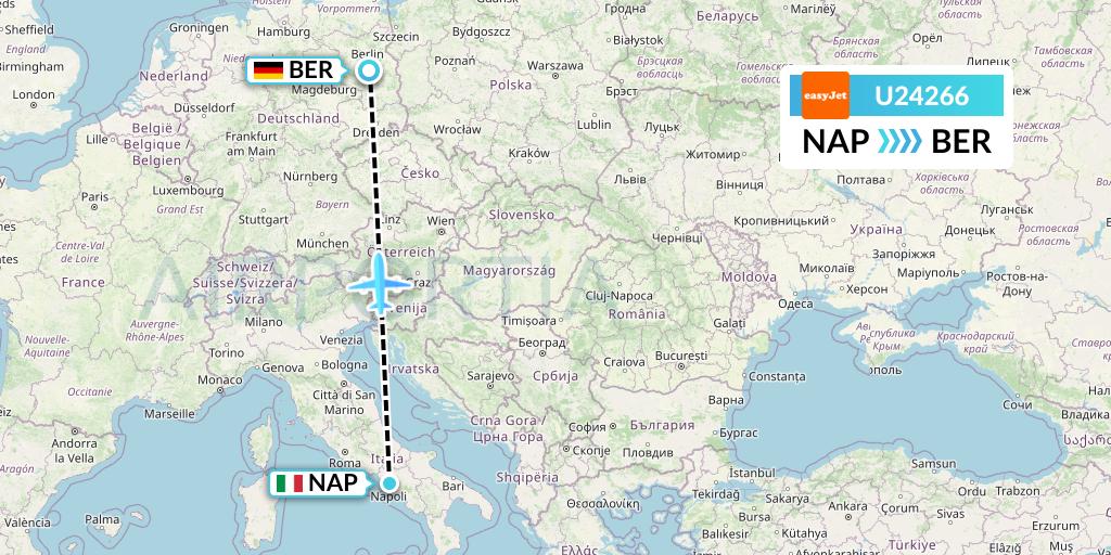 U24266 EasyJet Flight Map: Naples to Berlin