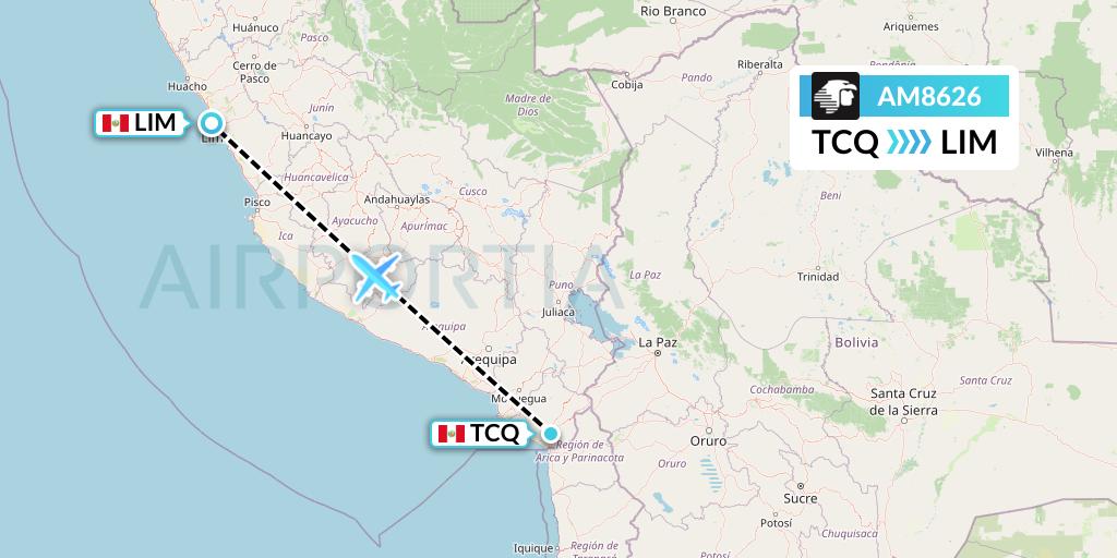 AM8626 Aeromexico Flight Map: Tacna to Lima