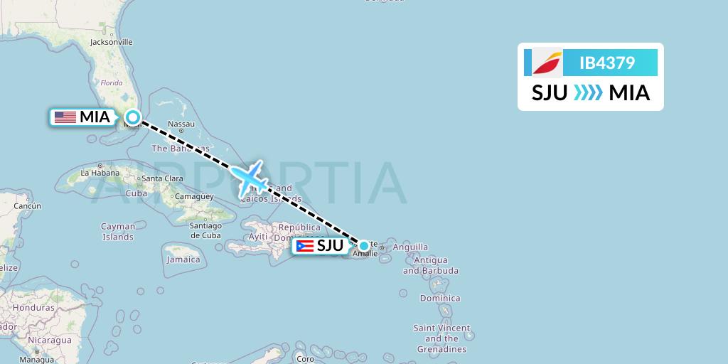IB4379 Iberia Flight Map: San Juan to Miami