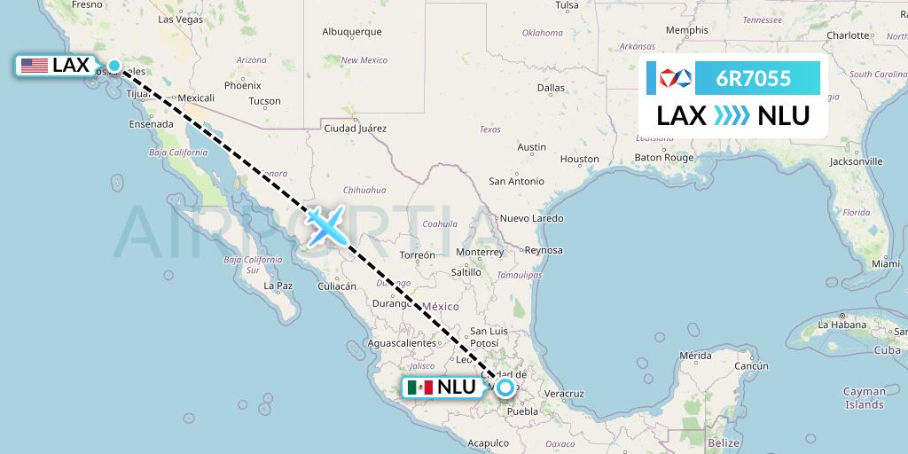 6R7055 Alrosa Flight Map: Los Angeles to Reyes Acozac