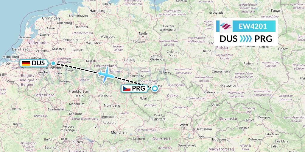 EW4201 Eurowings Flight Map: Dusseldorf to Prague