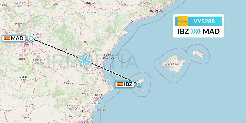 VY5288 Vueling Flight Map: Ibiza to Madrid