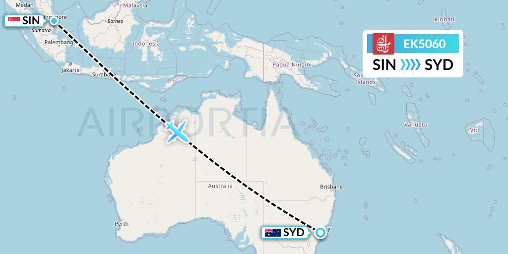 EK5060 Emirates Flight Map: Singapore to Sydney