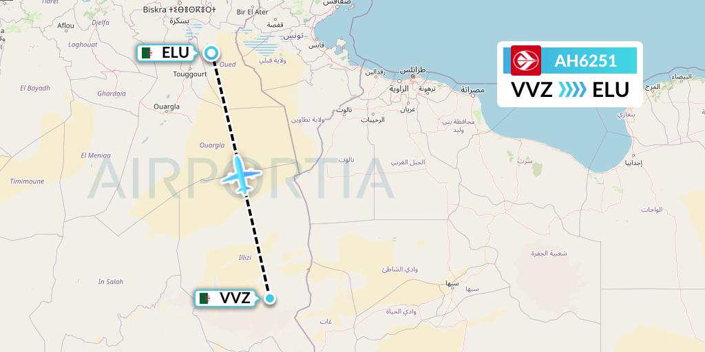 AH6251 Air Algerie Flight Map: Illizi to Guemar