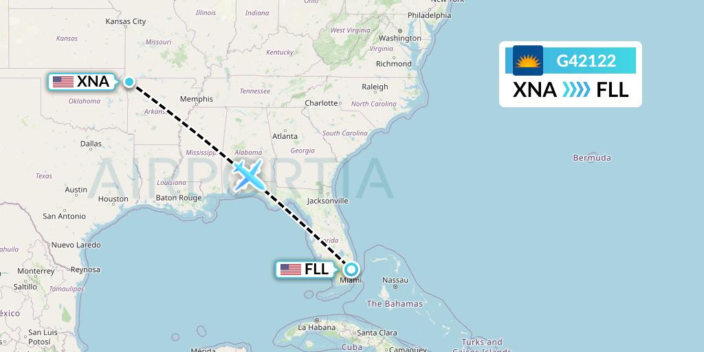 G42122 Allegiant Air Flight Map: Bentonville to Fort Lauderdale