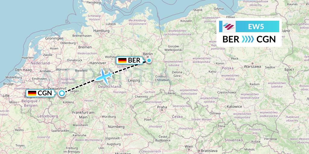EW5 Eurowings Flight Map: Berlin to Cologne