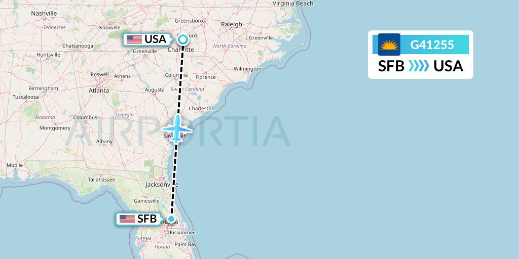 G41255 Allegiant Air Flight Map: Orlando to Concord