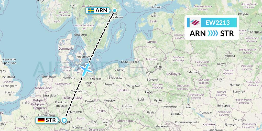 EW2213 Eurowings Flight Map: Stockholm to Stuttgart
