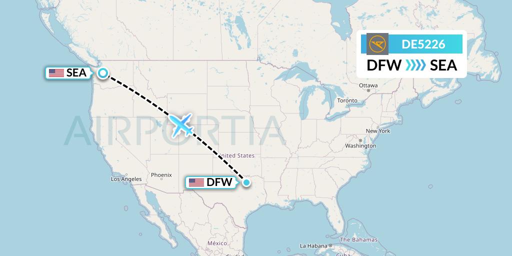 DE5226 Condor Flight Map: Dallas to Seattle