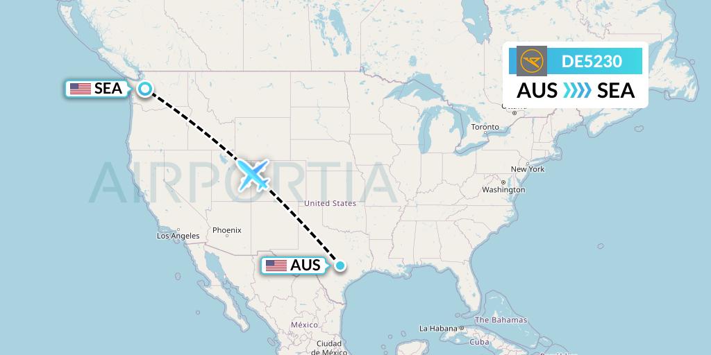 DE5230 Condor Flight Map: Austin to Seattle