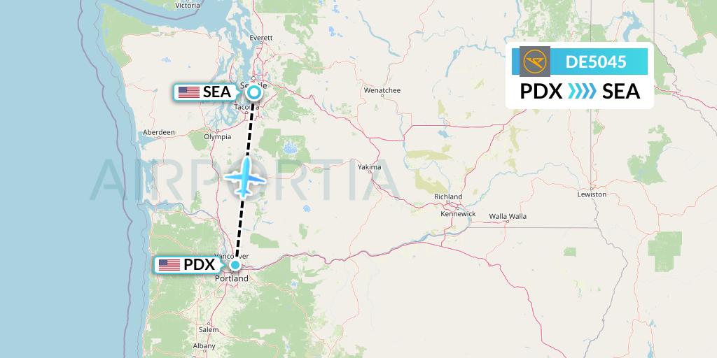DE5045 Condor Flight Map: Portland to Seattle