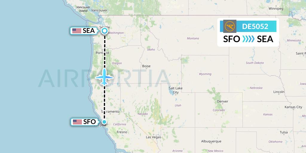DE5052 Condor Flight Map: San Francisco to Seattle
