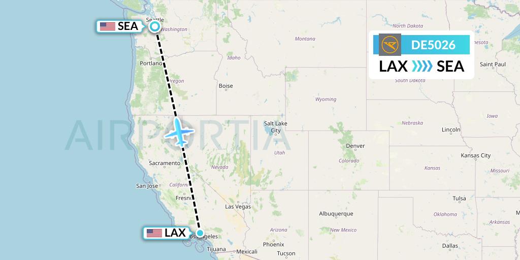 DE5026 Condor Flight Map: Los Angeles to Seattle
