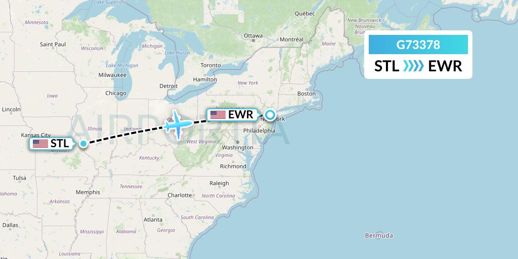 G73378 GoJet Flight Map: St. Louis to New York