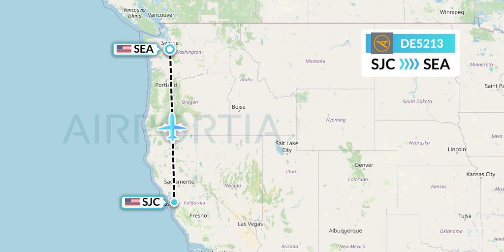 DE5213 Condor Flight Map: San Jose to Seattle
