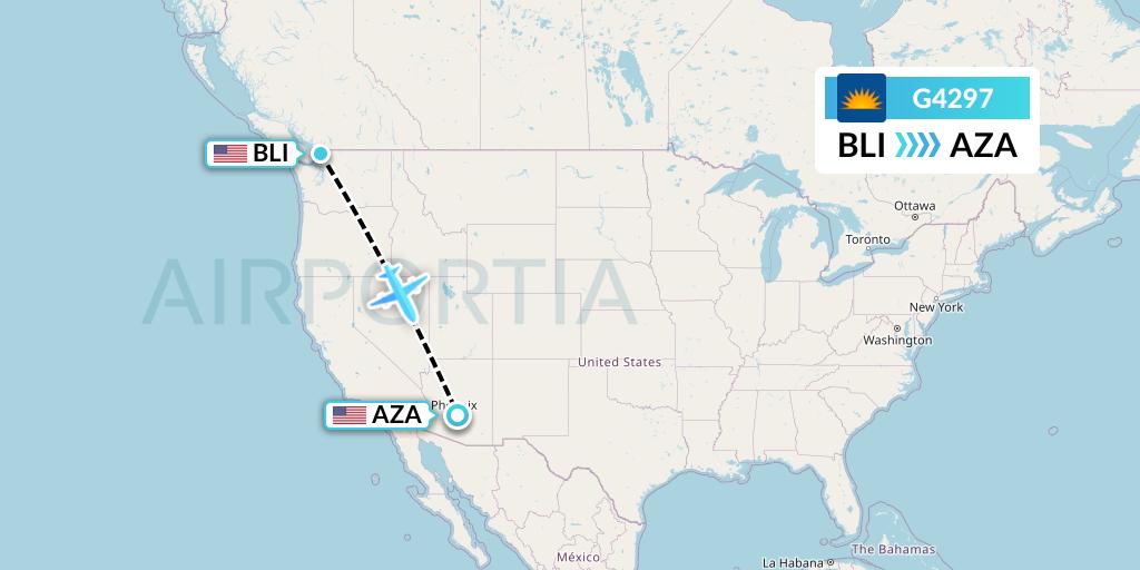 G4297 Allegiant Air Flight Map: Bellingham to Phoenix