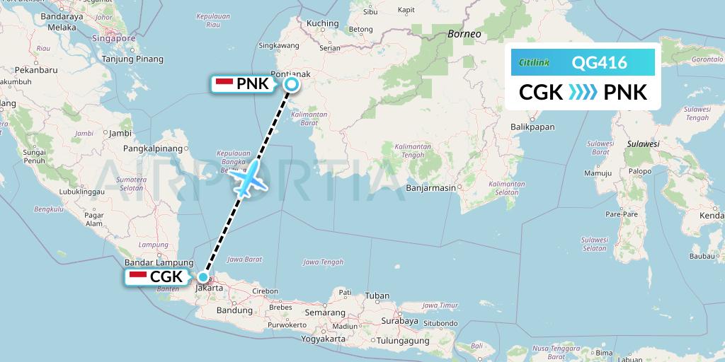 QG416 Citilink Flight Map: Jakarta to Pontianak
