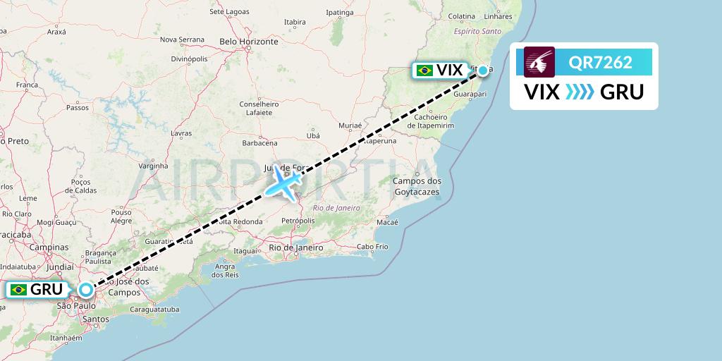 QR7262 Qatar Airways Flight Map: Vitoria to Sao Paulo