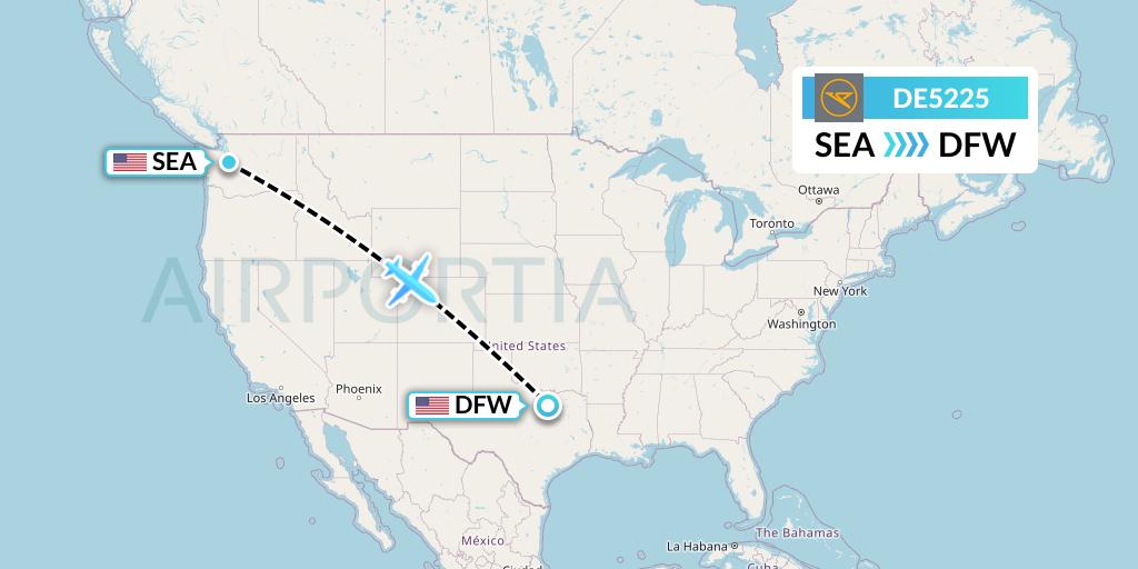 DE5225 Condor Flight Map: Seattle to Dallas