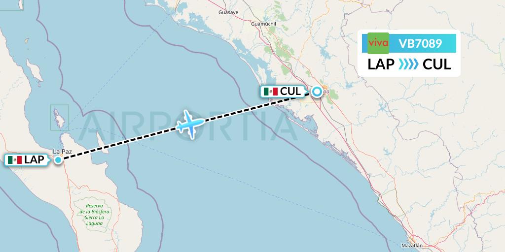 VB7089 VivaAerobus Flight Map: La Paz to Culiacan