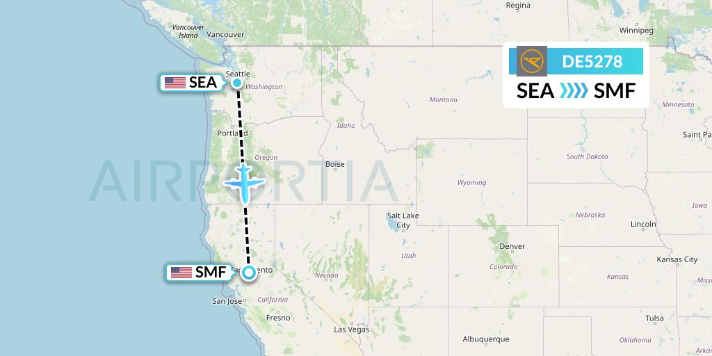 DE5278 Condor Flight Map: Seattle to Sacramento