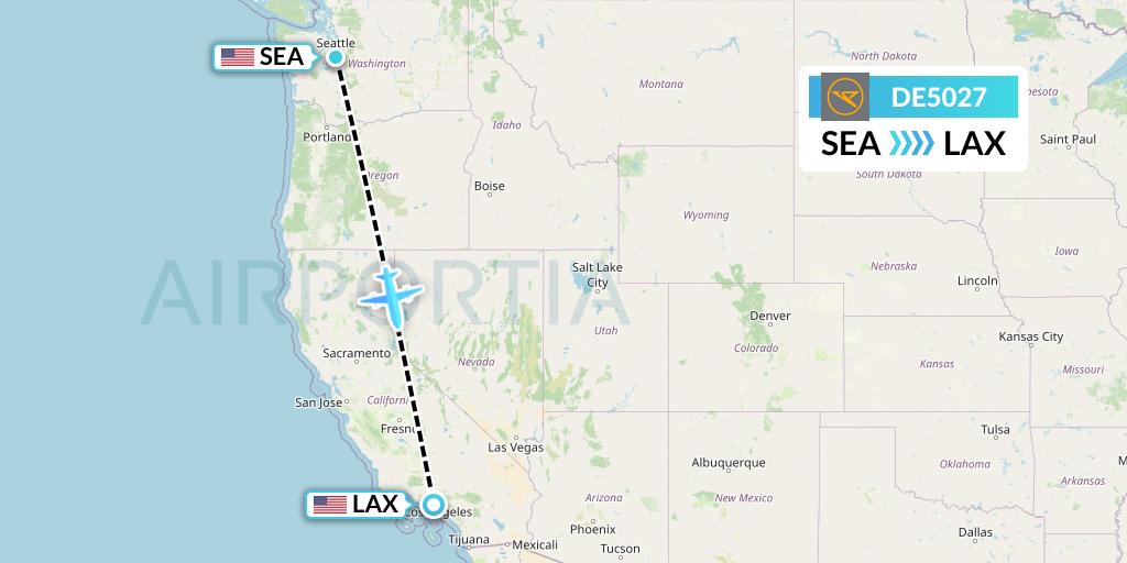 DE5027 Condor Flight Map: Seattle to Los Angeles