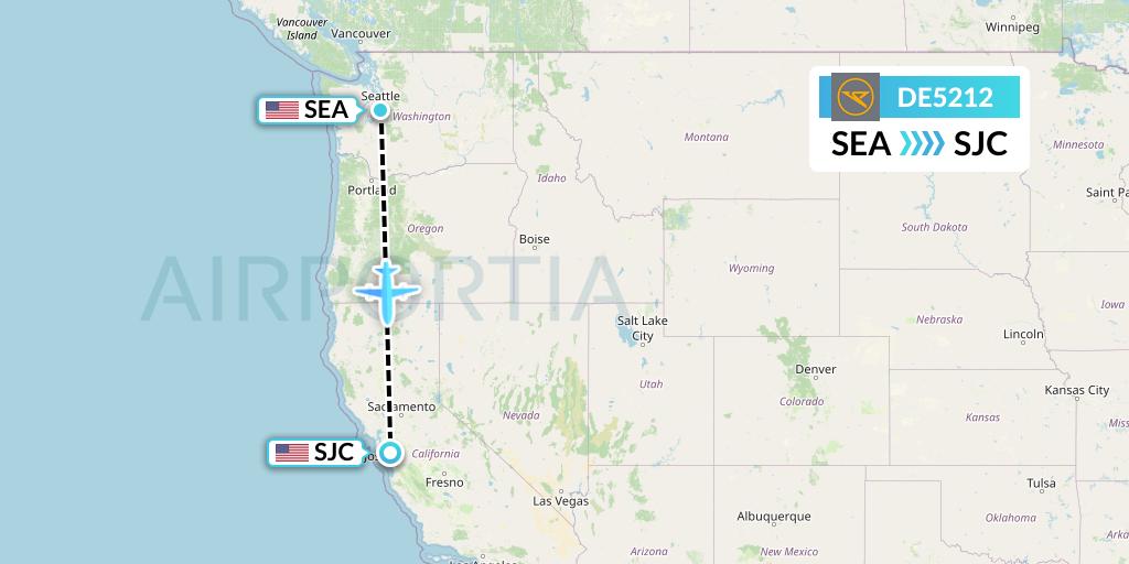 DE5212 Condor Flight Map: Seattle to San Jose