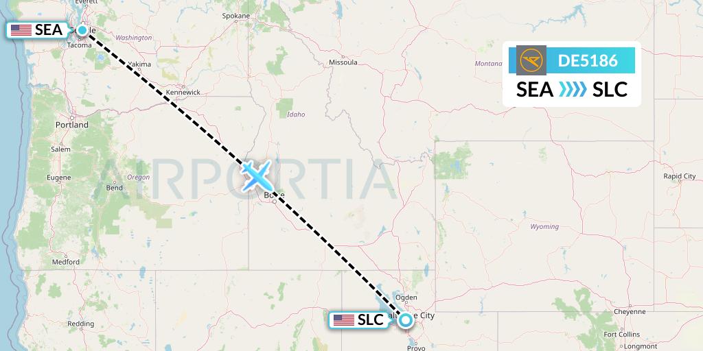 DE5186 Condor Flight Map: Seattle to Salt Lake City