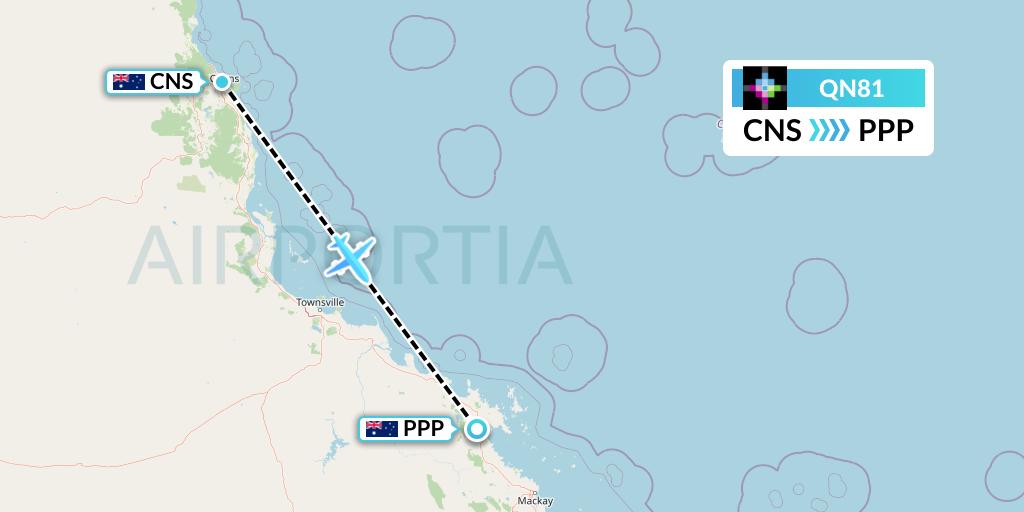 QN81 Skytrans Flight Map: Cairns to Proserpine