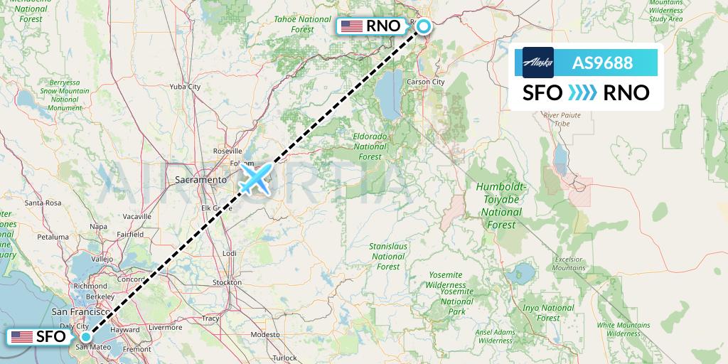 AS9688 Flight Status Alaska Airlines San Francisco to Reno (ASA9688)