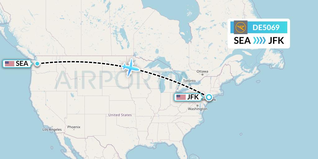 DE5069 Condor Flight Map: Seattle to New York
