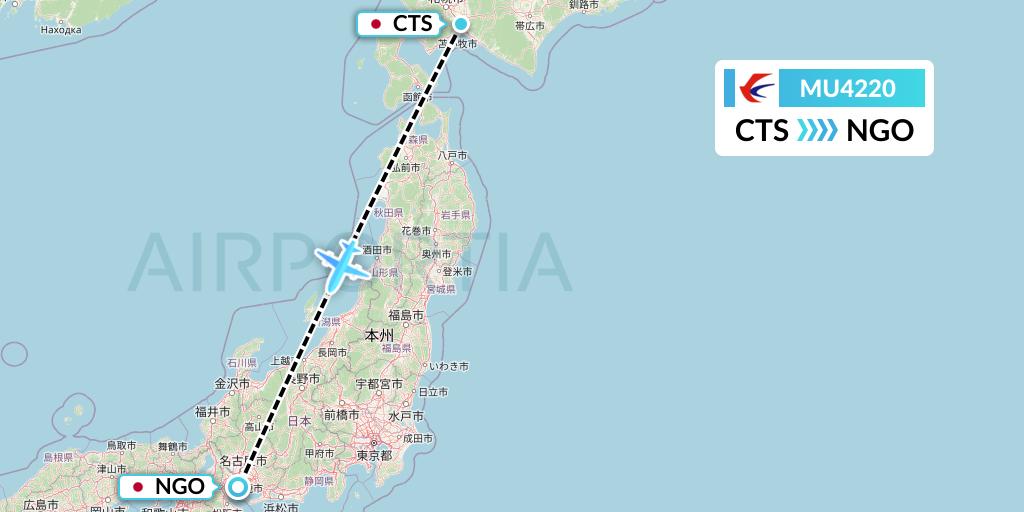 MU4220 China Eastern Airlines Flight Map: Sapporo to Nagoya
