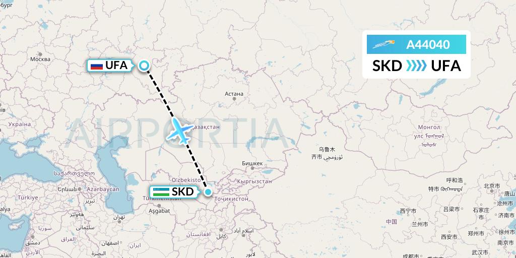 A44040 Azimuth Airlines Flight Map: Samarkand to Ufa