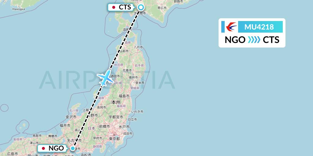 MU4218 China Eastern Airlines Flight Map: Nagoya to Sapporo